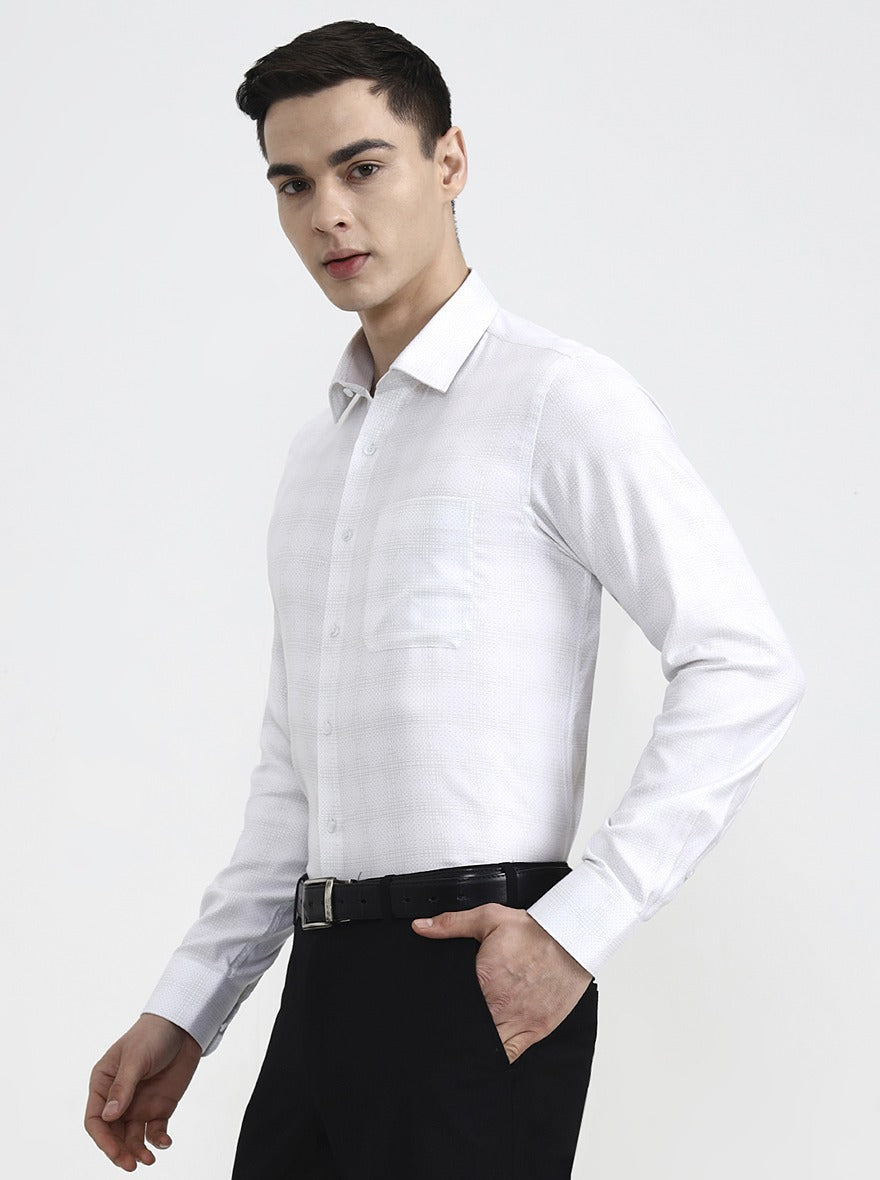 White & Base Pista Solid Slim Fit Formal Shirt | JadeBlue Youth