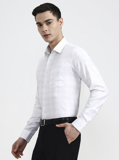 White & Base Pista Solid Slim Fit Formal Shirt | JadeBlue Youth