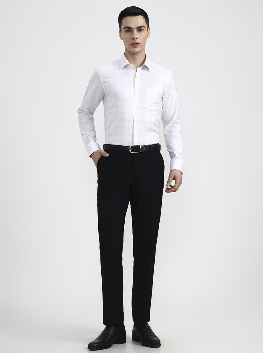 White & Base Pista Solid Slim Fit Formal Shirt | JadeBlue Youth