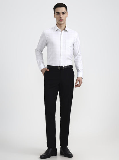 White & Base Pista Solid Slim Fit Formal Shirt | JadeBlue Youth