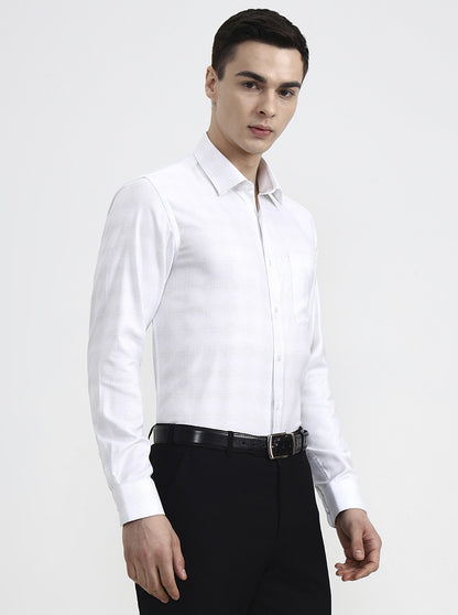 White & Base Pista Solid Slim Fit Formal Shirt | JadeBlue Youth