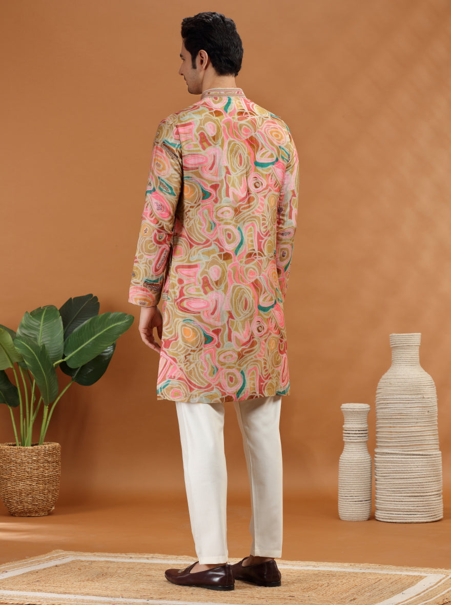 Beige Printed Kurta Pajama | TULA