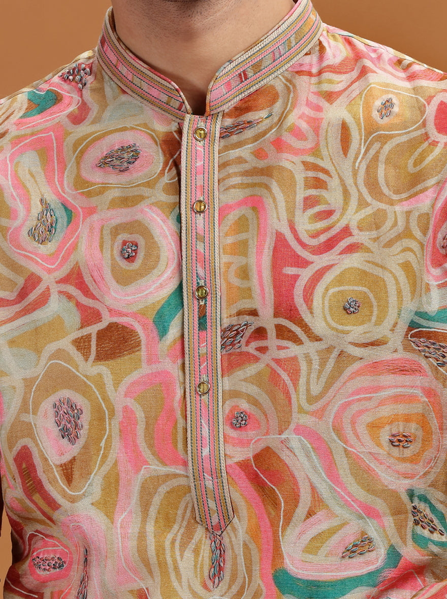 Beige Printed Kurta Pajama | TULA