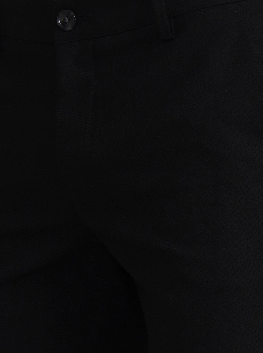 Black Solid Uno Fit Casual Trouser | JadeBlue