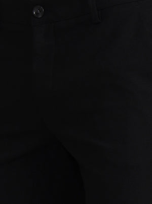 Black Solid Uno Fit Casual Trouser | JadeBlue
