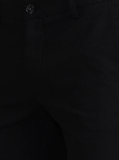 Black Solid Uno Fit Casual Trouser | JadeBlue