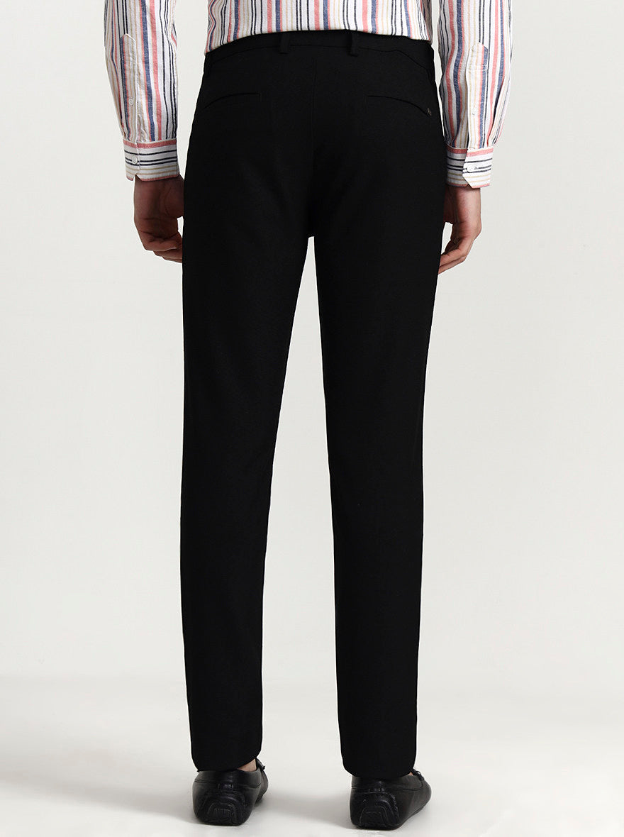 Black Solid Uno Fit Casual Trouser | JadeBlue