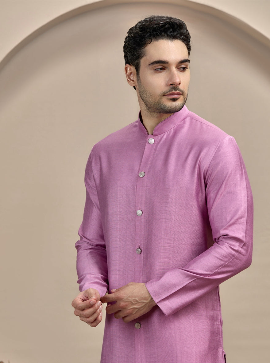 Purple Solid Kurta Pajama | Azania