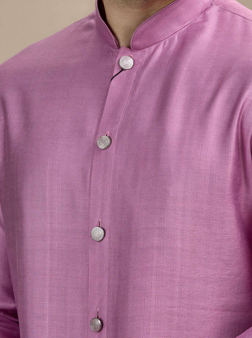Purple Solid Kurta Pajama | Azania