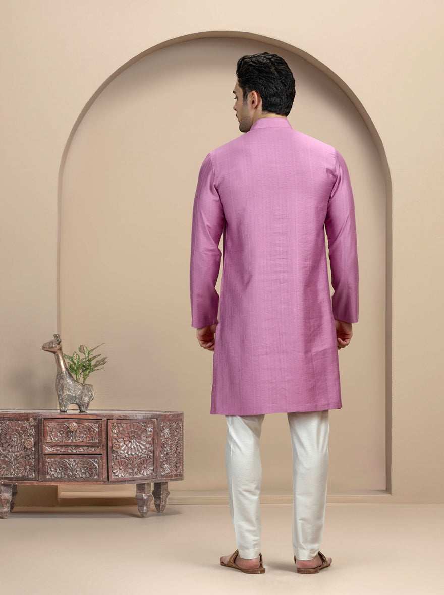 Purple Solid Kurta Pajama | Azania