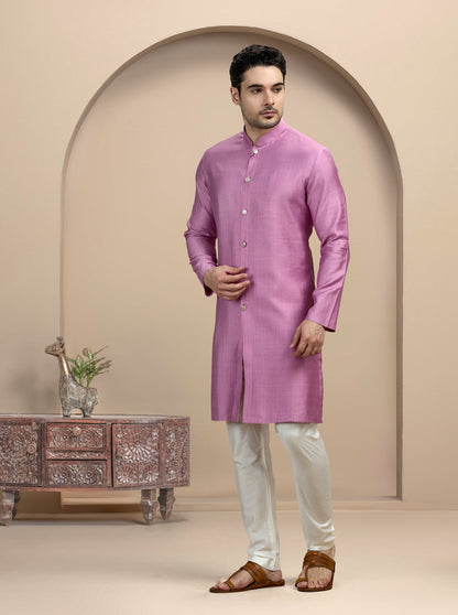 Purple Solid Kurta Pajama | Azania