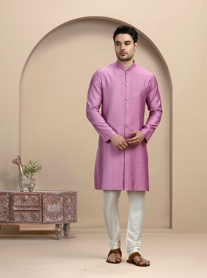 Purple Solid Kurta Pajama | Azania