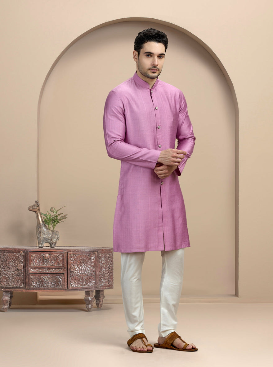 Purple Solid Kurta Pajama | Azania