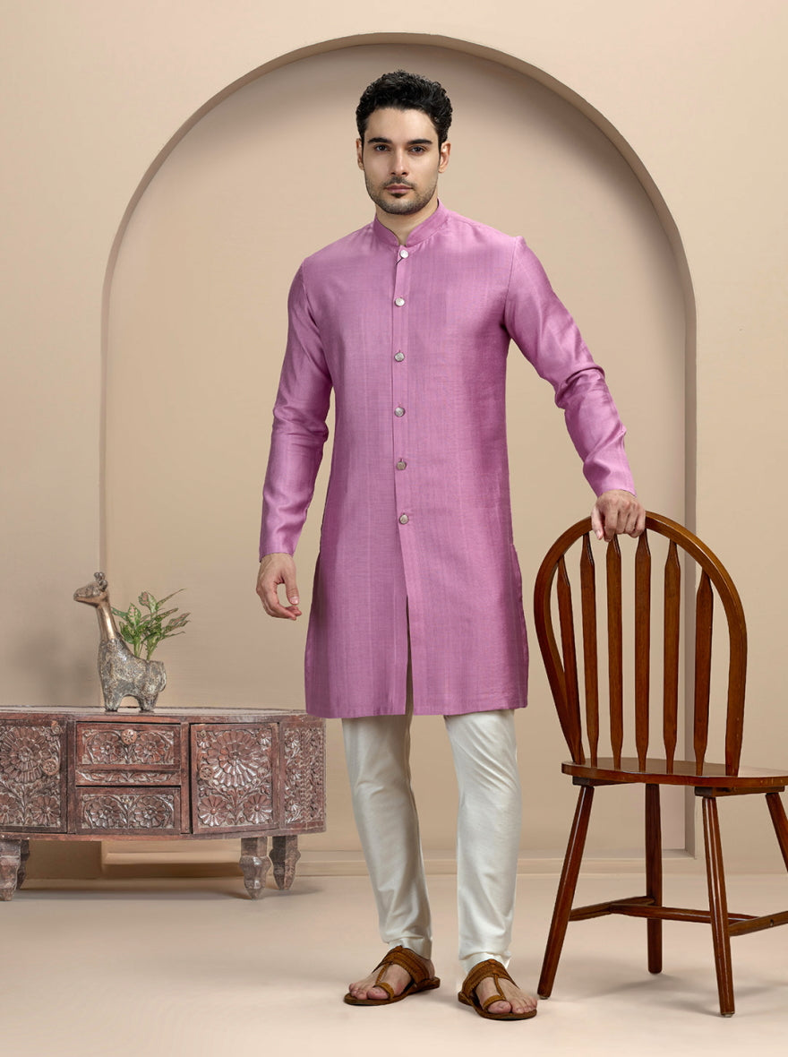 Purple Solid Kurta Pajama | Azania