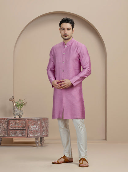 Purple Solid Kurta Pajama | Azania