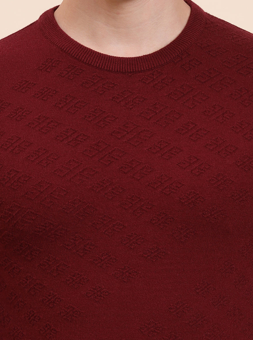 Maroon Checked Tailored Fit T-Shirt | JadeBlue