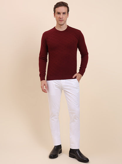 Maroon Checked Tailored Fit T-Shirt | JadeBlue