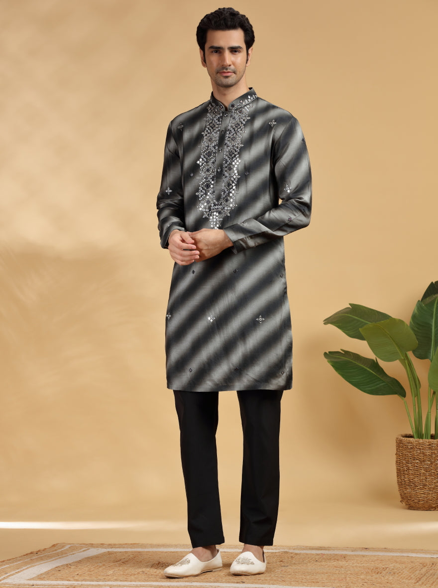 Black Embroidered Kurta Pajama | TULA