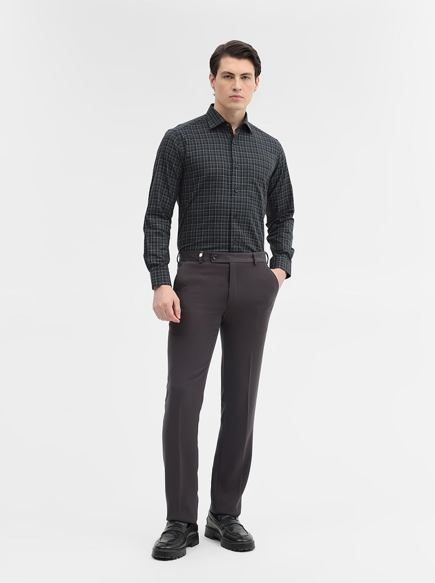 Green Checked Slim Fit Formal Shirt | Metal