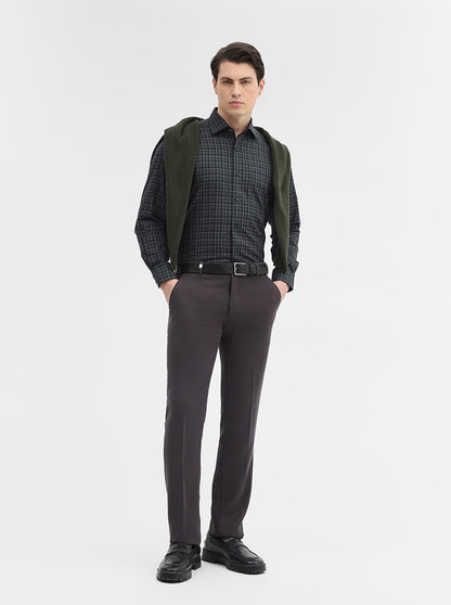 Green Checked Slim Fit Formal Shirt | Metal