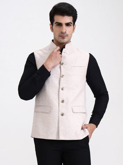 Natural Solid Regular Fit Modi Jacket | JadeBlue
