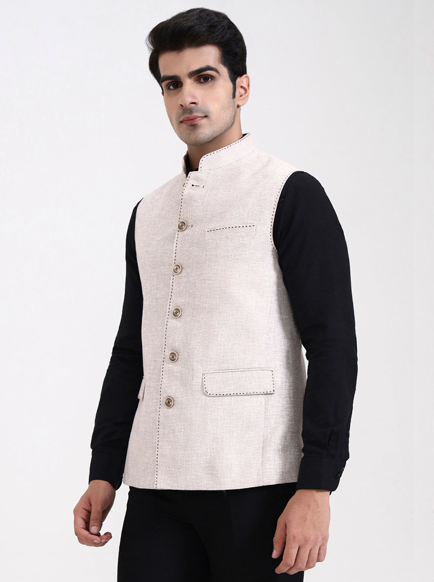 Natural Solid Regular Fit Modi Jacket | JadeBlue