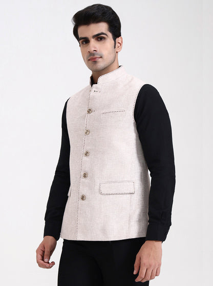 Natural Solid Regular Fit Modi Jacket | JadeBlue