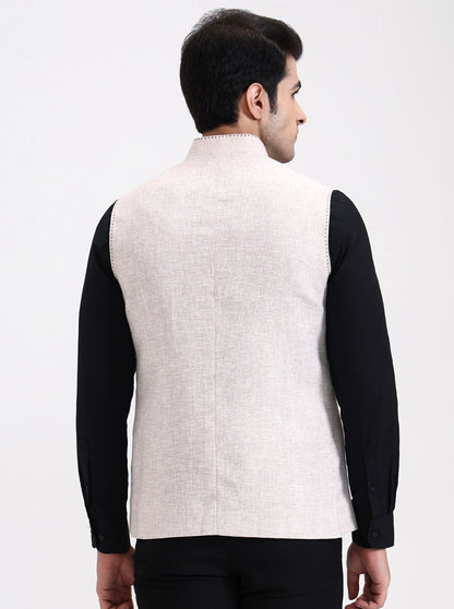 Natural Solid Regular Fit Modi Jacket | JadeBlue