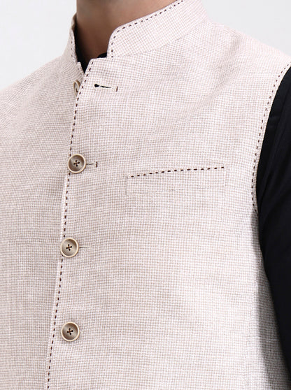 Natural Solid Regular Fit Modi Jacket | JadeBlue