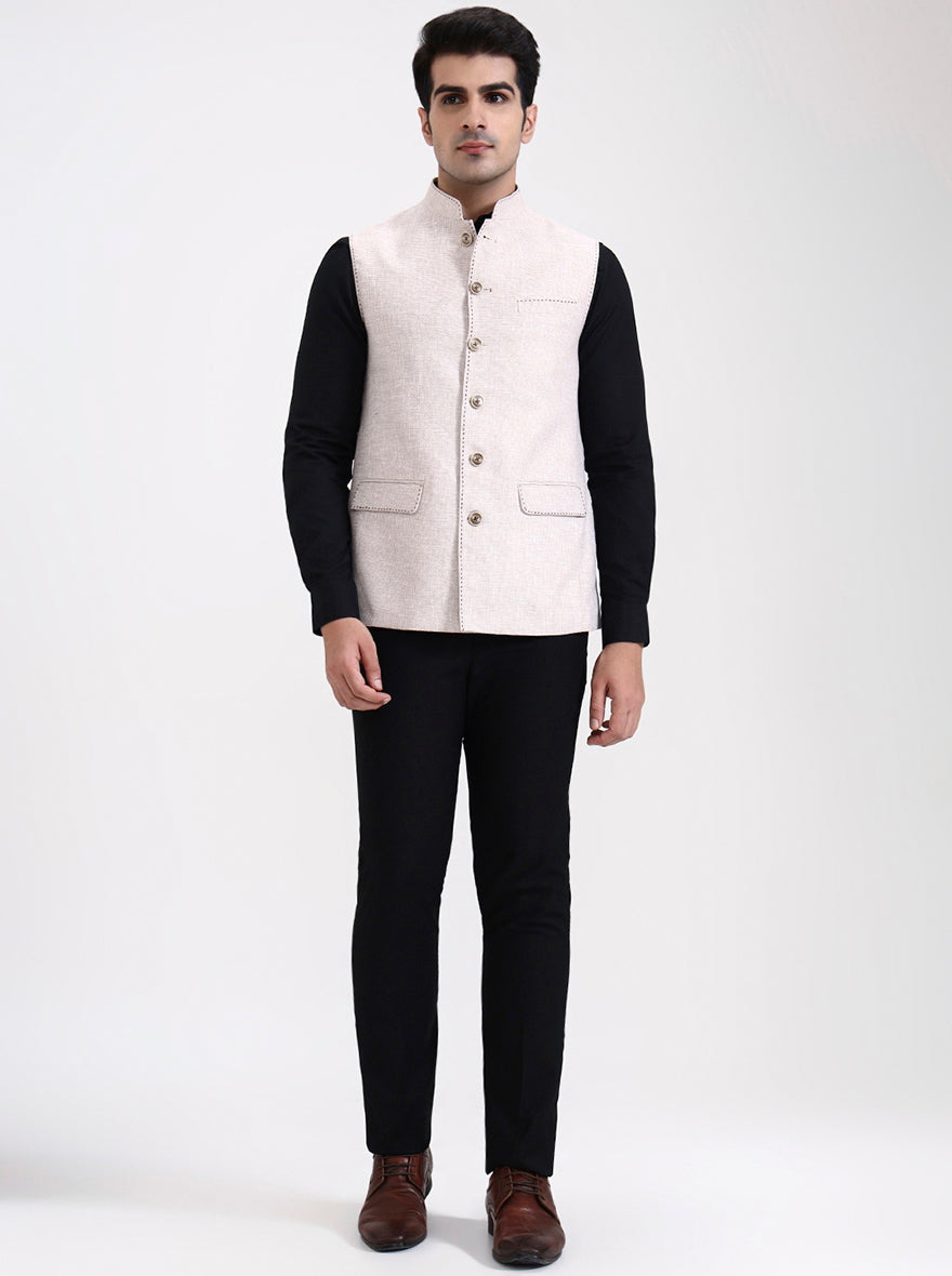 Natural Solid Regular Fit Modi Jacket | JadeBlue
