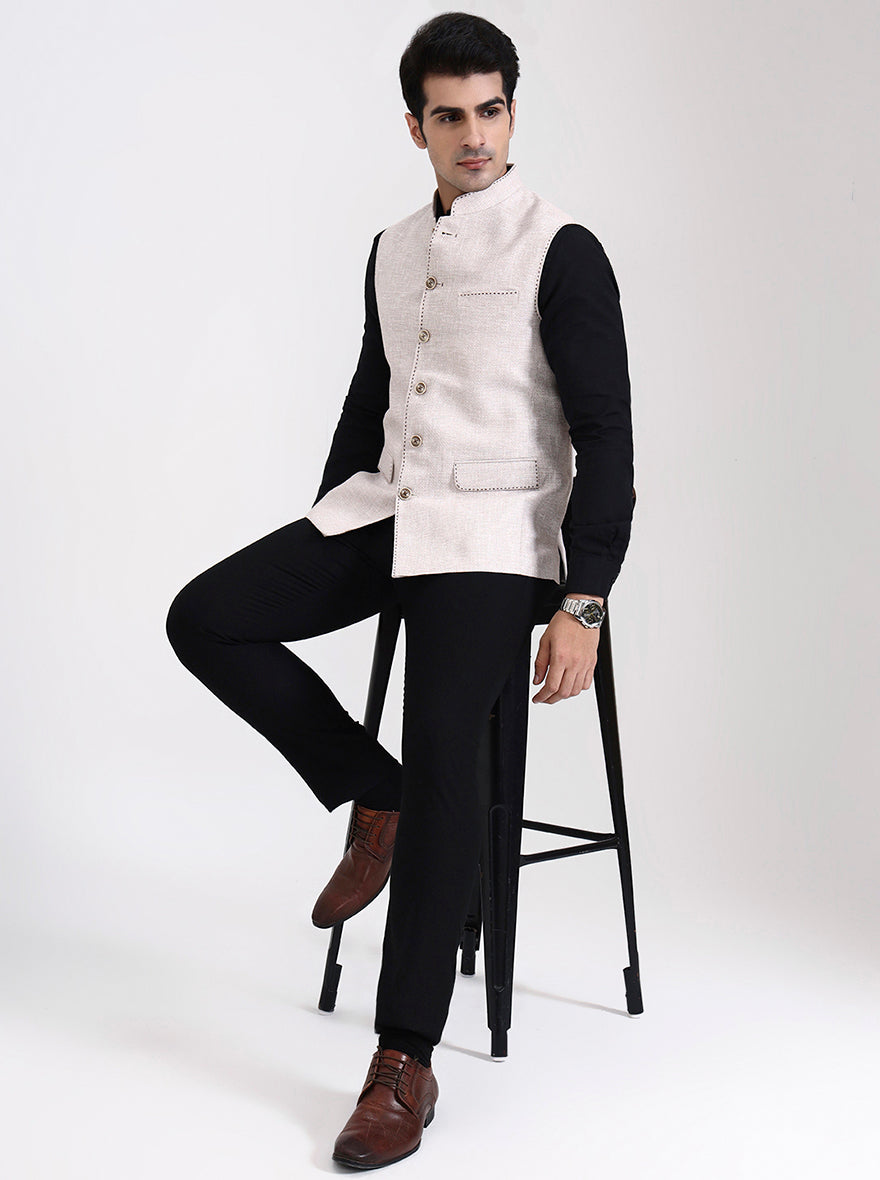 Natural Solid Regular Fit Modi Jacket | JadeBlue