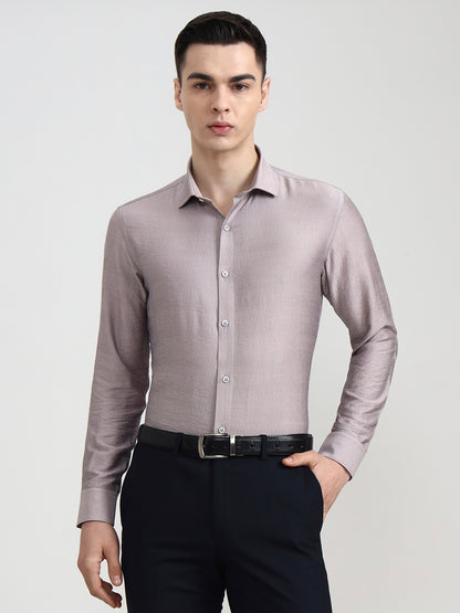 Dusty Pink Solid Slim Fit Party Wear Shirt | Wyre