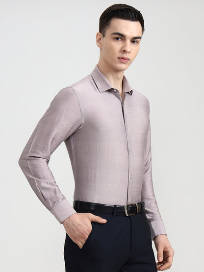 Dusty Pink Solid Slim Fit Party Wear Shirt | Wyre