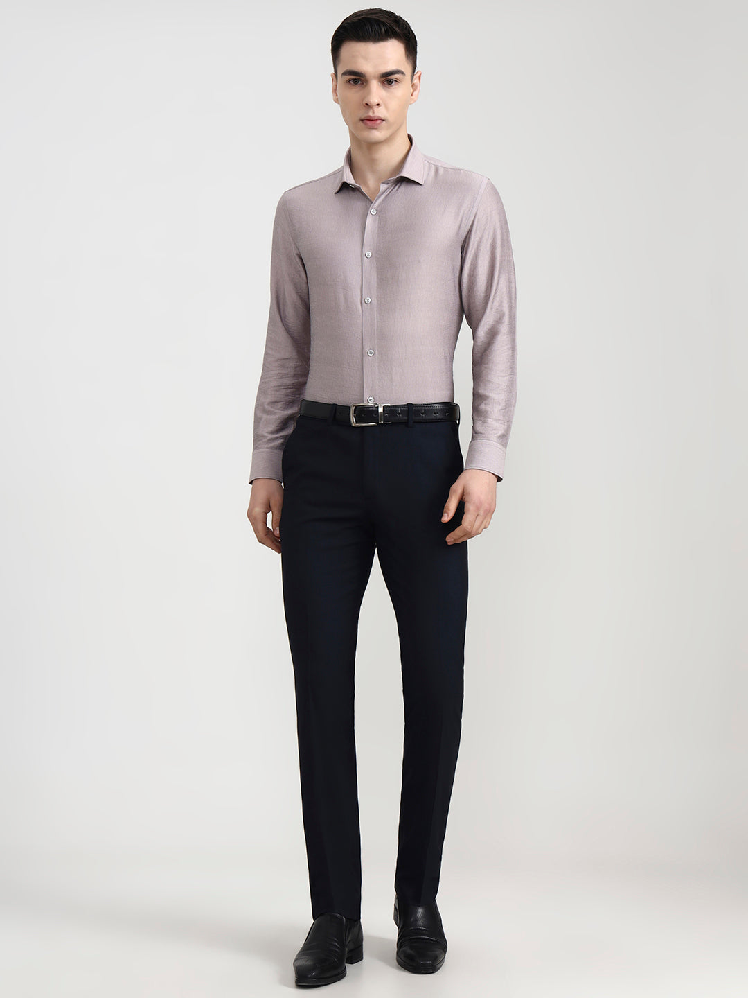 Dusty Pink Solid Slim Fit Party Wear Shirt | Wyre