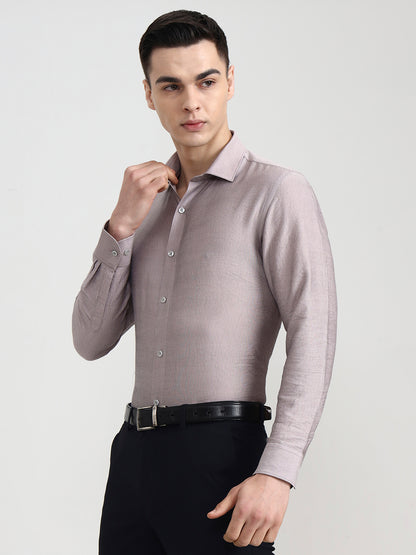 Dusty Pink Solid Slim Fit Party Wear Shirt | Wyre