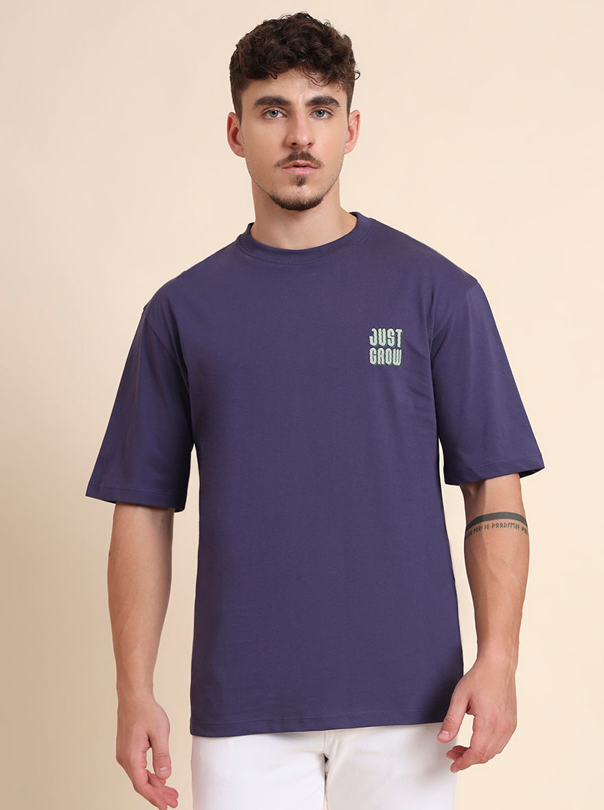Blue Printed Relax Fit T-Shirt | JadeBlue