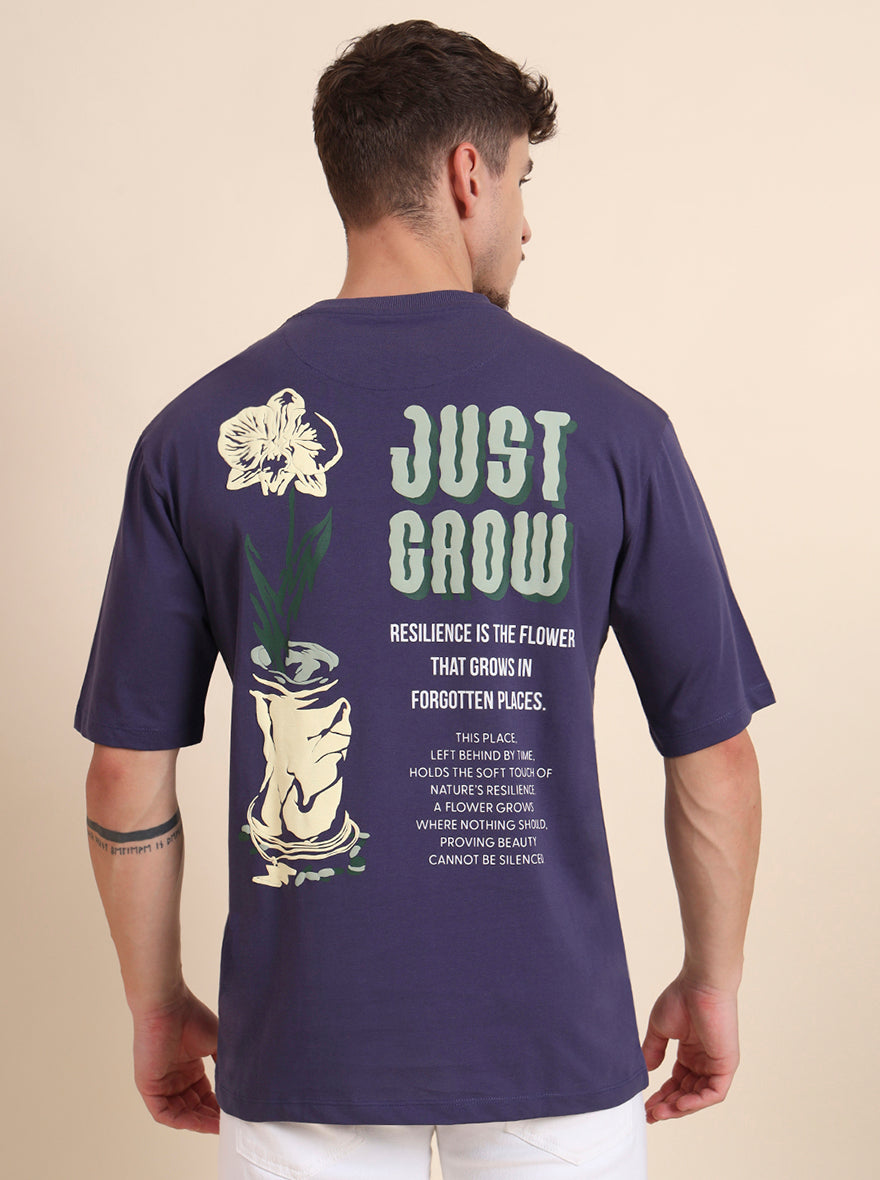 Blue Printed Relax Fit T-Shirt | JadeBlue