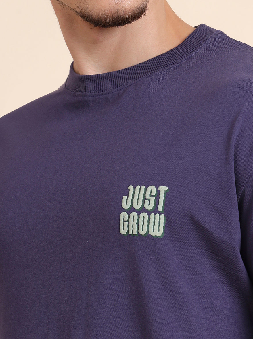 Blue Printed Relax Fit T-Shirt | JadeBlue
