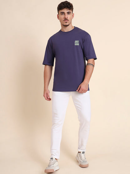 Blue Printed Relax Fit T-Shirt | JadeBlue