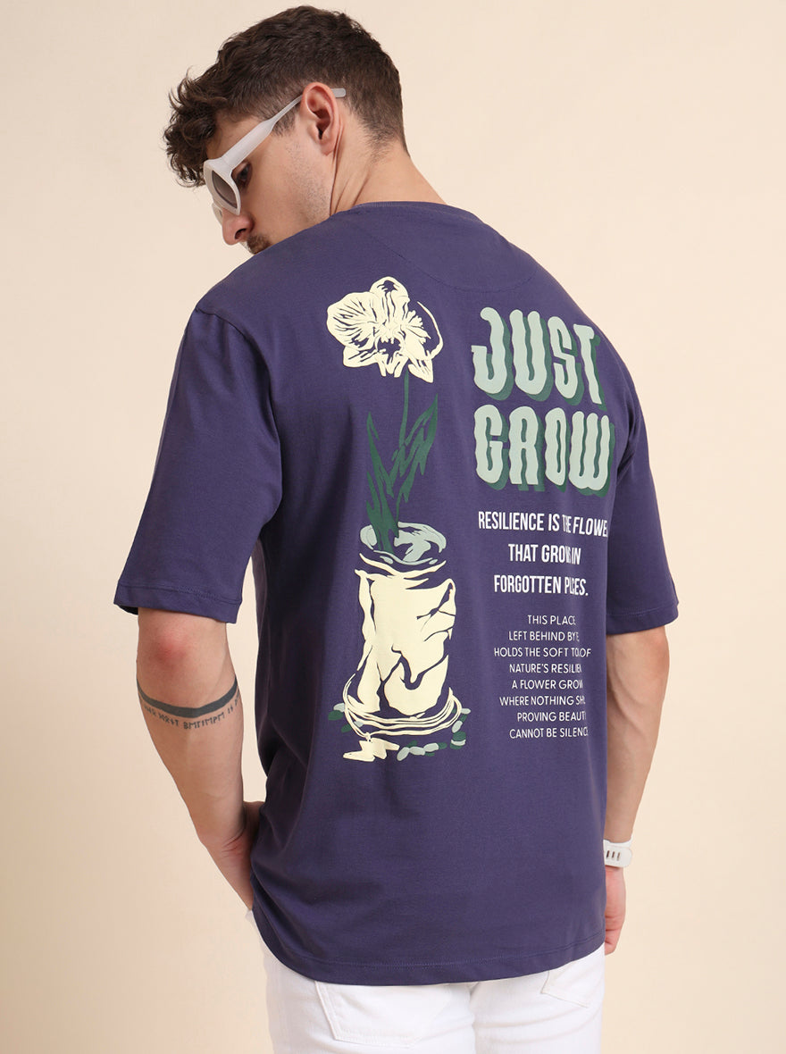 Blue Printed Relax Fit T-Shirt | JadeBlue