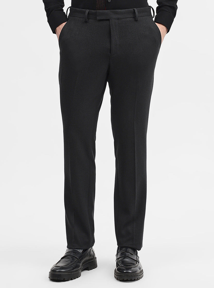 Grey Solid Super Slim Fit Formal Trouser | JadeBlue Youth