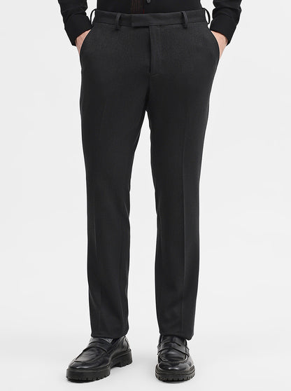 Grey Solid Super Slim Fit Formal Trouser | JadeBlue Youth