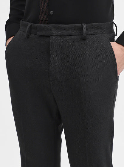 Grey Solid Super Slim Fit Formal Trouser | JadeBlue Youth