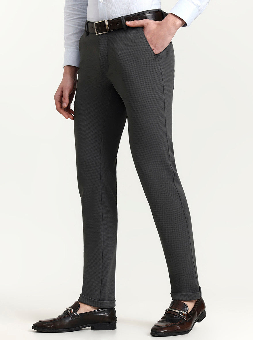 Dark Grey Checked Slim Fit Club Wear Trouser | Wyre