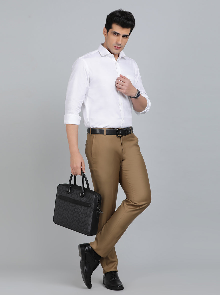 White Striped Slim Fit Formal Shirt | Metal
