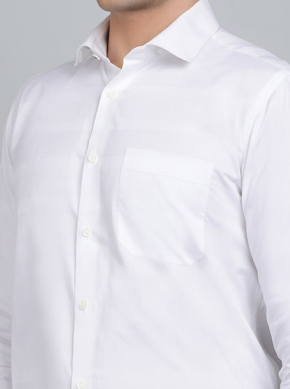 White Striped Slim Fit Formal Shirt | Metal