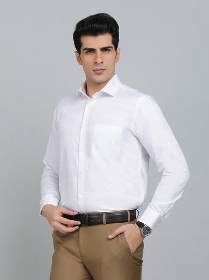 White Striped Slim Fit Formal Shirt | Metal