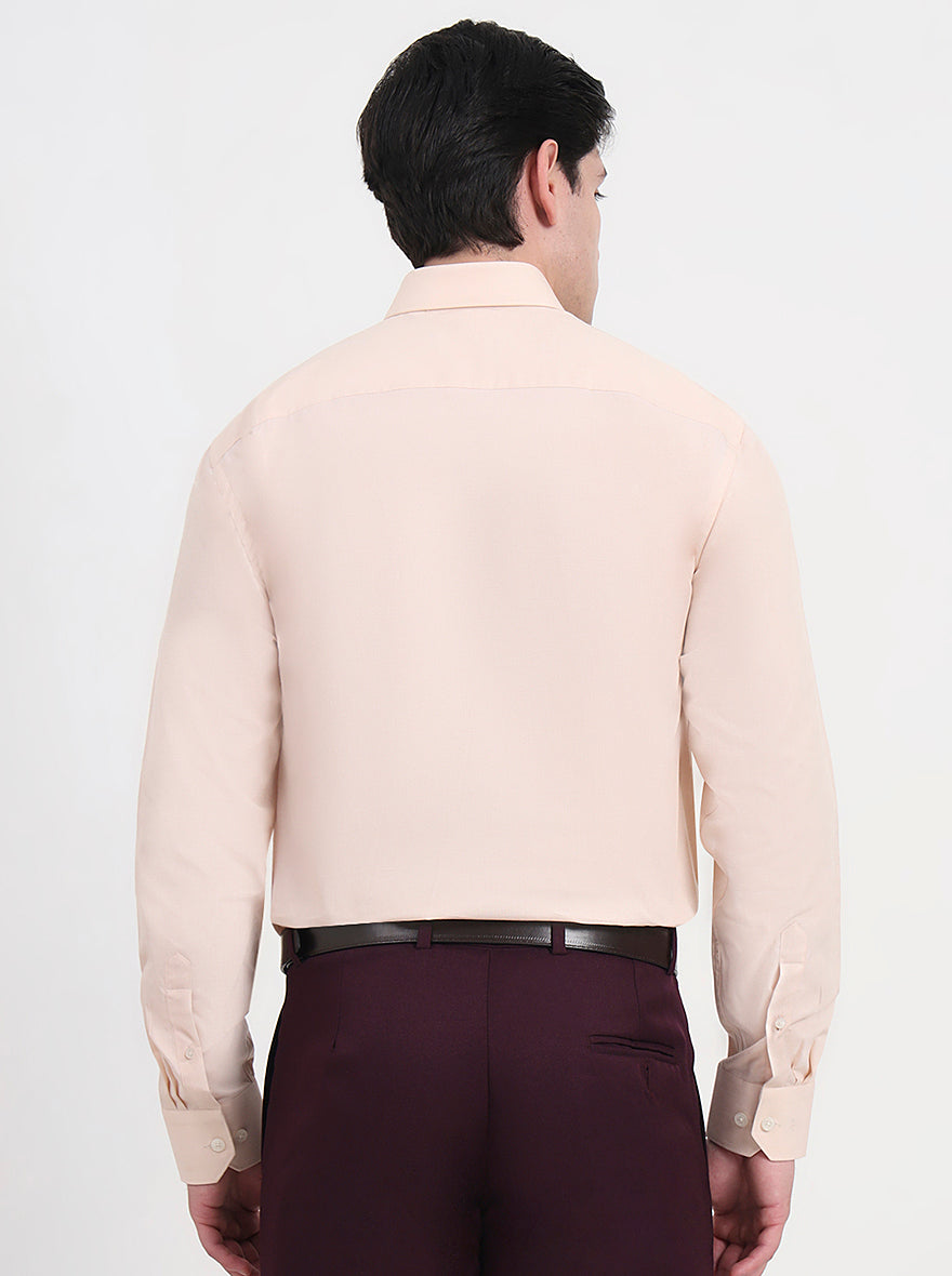Cream Solid Regular Fit Formal Shirt | JadeBlue