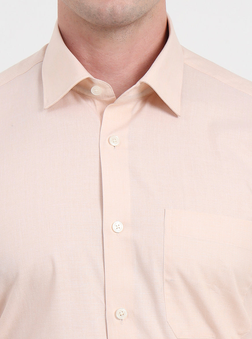 Cream Solid Regular Fit Formal Shirt | JadeBlue