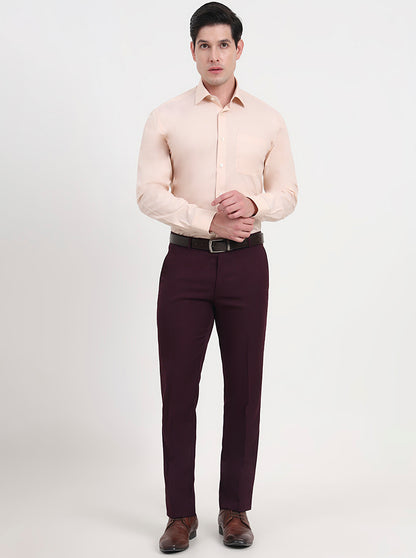 Cream Solid Regular Fit Formal Shirt | JadeBlue